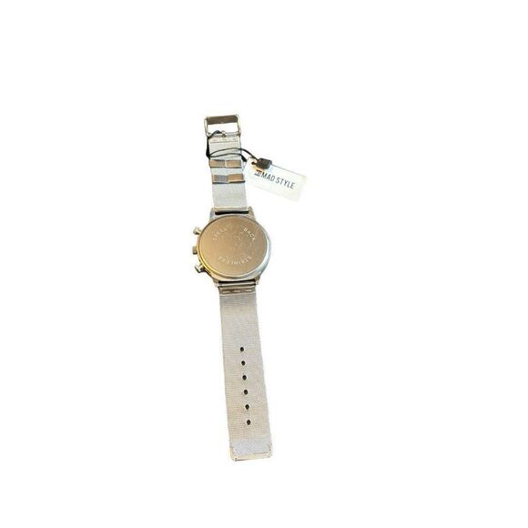 Mad Style Men's Analog Watch - Silver Mesh Band & Black Dial - Picture 4 of 10